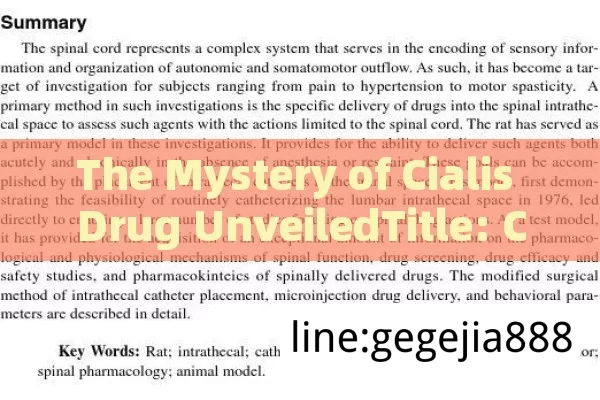 The Mystery of Cialis Drug UnveiledTitle: Cialis: The Miracle Drug for Erectile Dysfunction